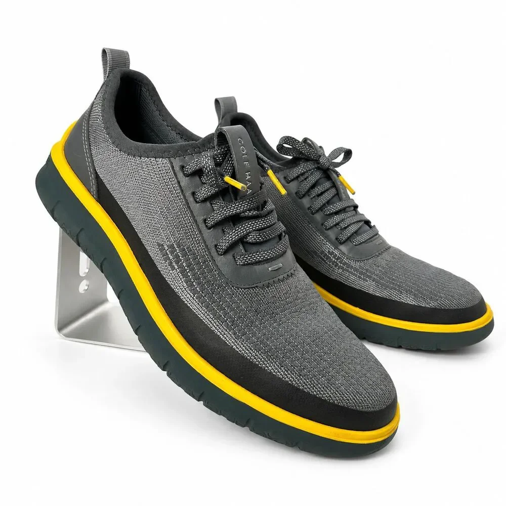Cole Haan Generation Zerogrand Stitchlite Men's Sneakers Size 9 Gray Yellow EUC